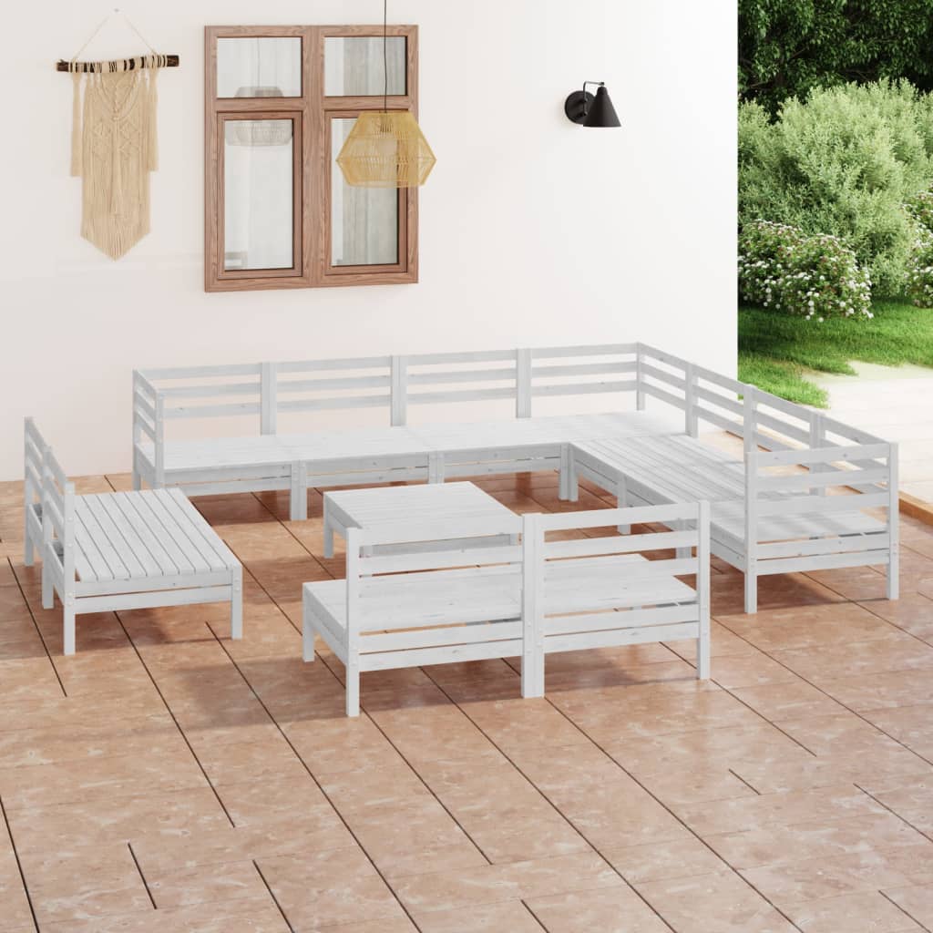 Set Mobilier De Grădină, 12 Piese, , Lemn Masiv De Pin