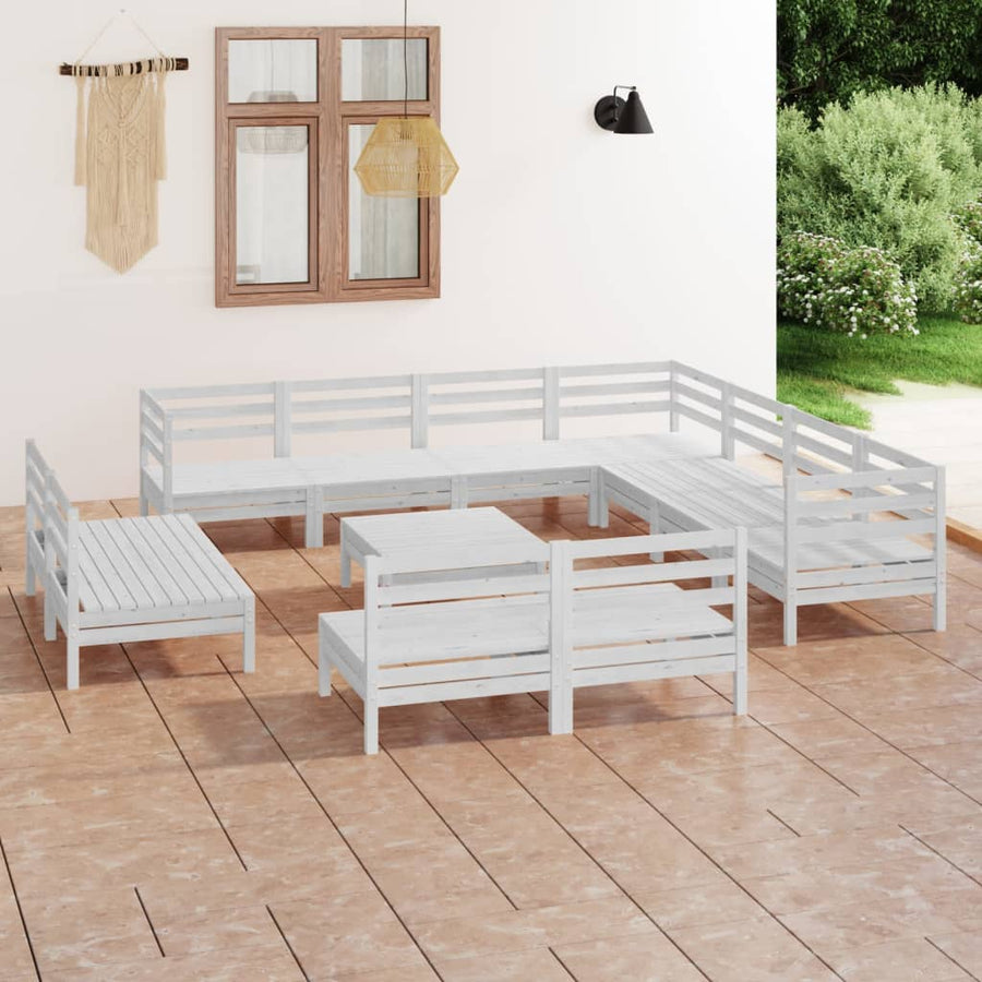 Set Mobilier De Grădină, 12 Piese, , Lemn Masiv De Pin
