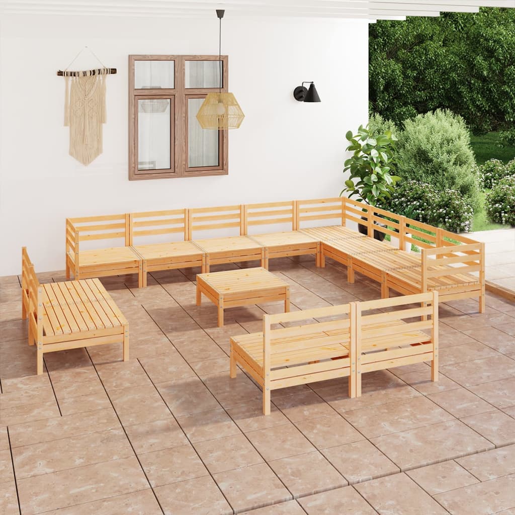 Set Mobilier De Grădină, 13 Piese, , Lemn Masiv De Pin