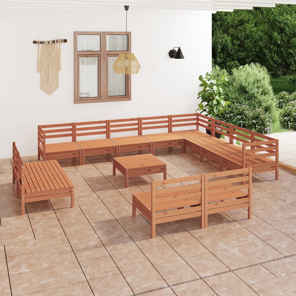 Set Mobilier De Grădină, 13 Piese, , Lemn Masiv De Pin