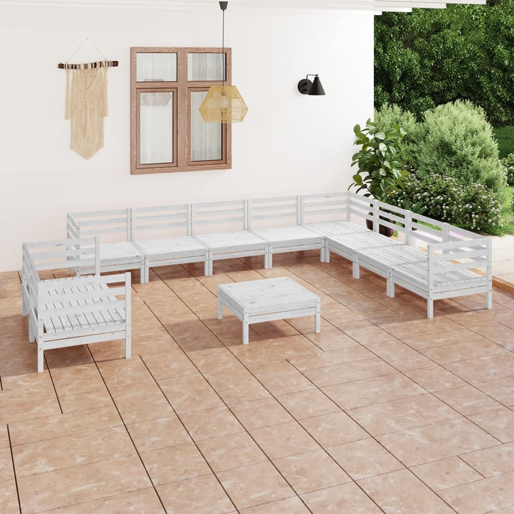 Set Mobilier De Grădină, 11 Piese, , Lemn Masiv De Pin