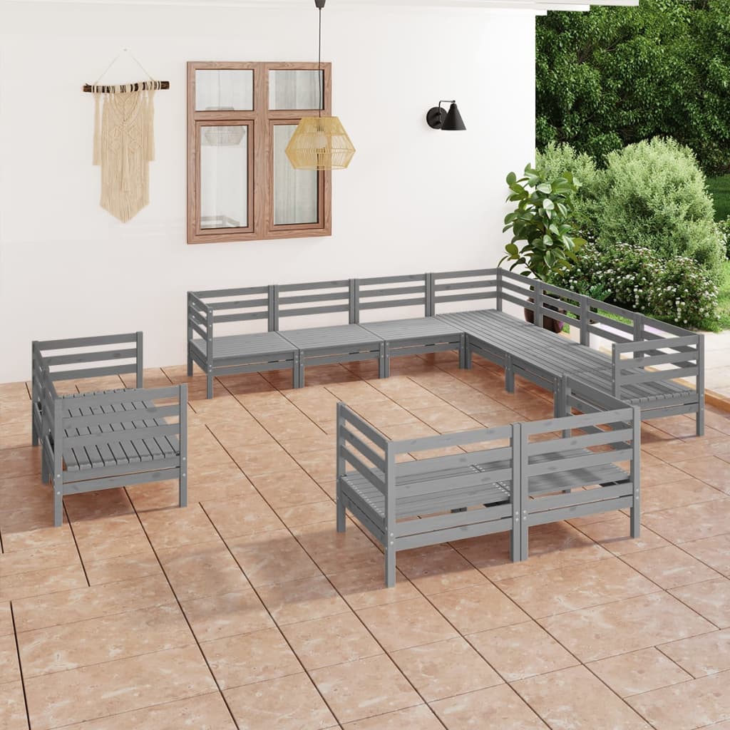 Set Mobilier De Grădină, 11 Piese, , Lemn Masiv Pin