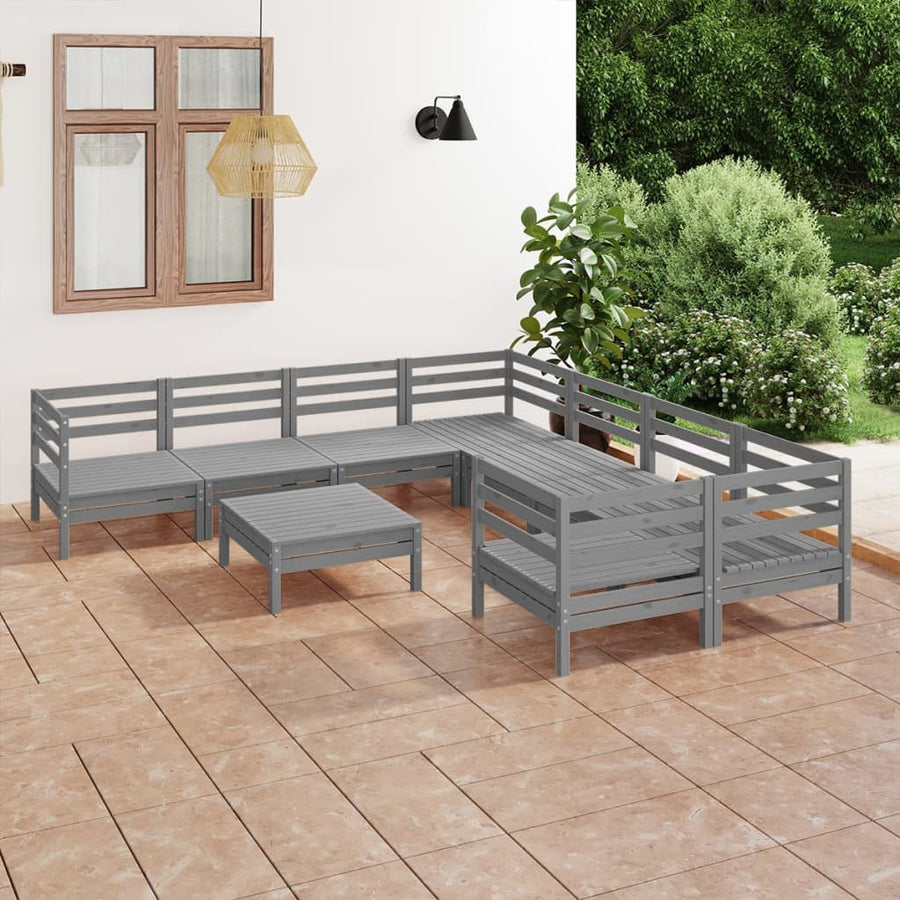 Set Mobilier De Grădină, 9 Piese, , Lemn Masiv De Pin