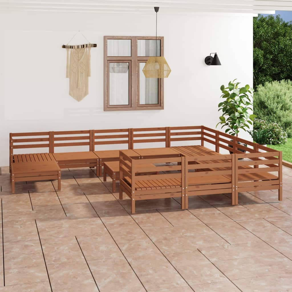 Set Mobilier De Grădină, 12 Piese, , Lemn Masiv De Pin