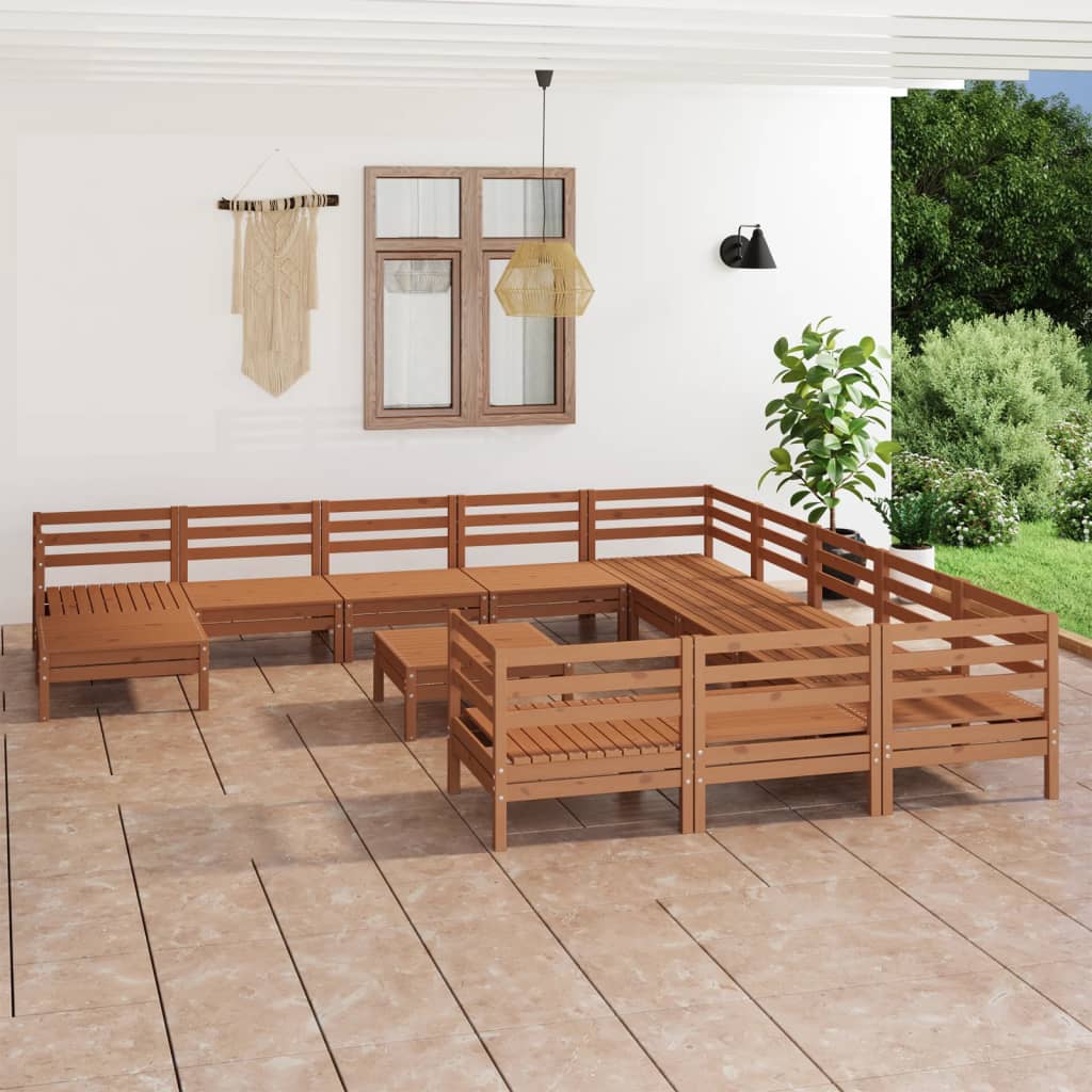 Set Mobilier De Grădină, 13 Piese, , Lemn Masiv De Pin