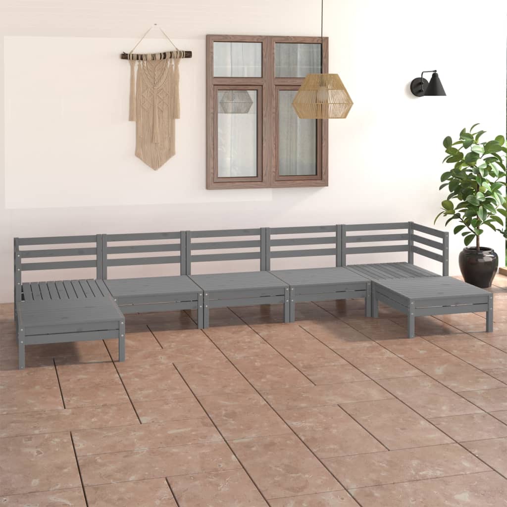 Set Mobilier De Grădină, 7 Piese, , Lemn Masiv De Pin