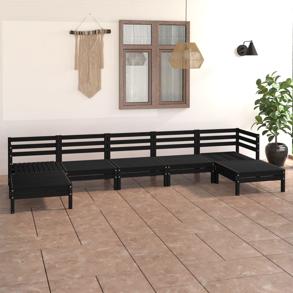 Set Mobilier De Grădină, 7 Piese, , Lemn Masiv De Pin