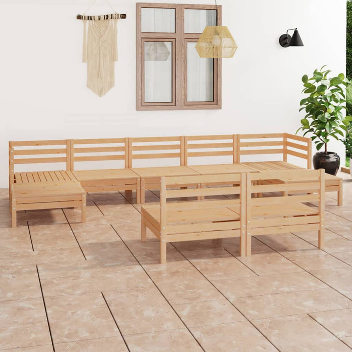 Set Mobilier De Grădină, 9 Piese, , Lemn Masiv De Pin