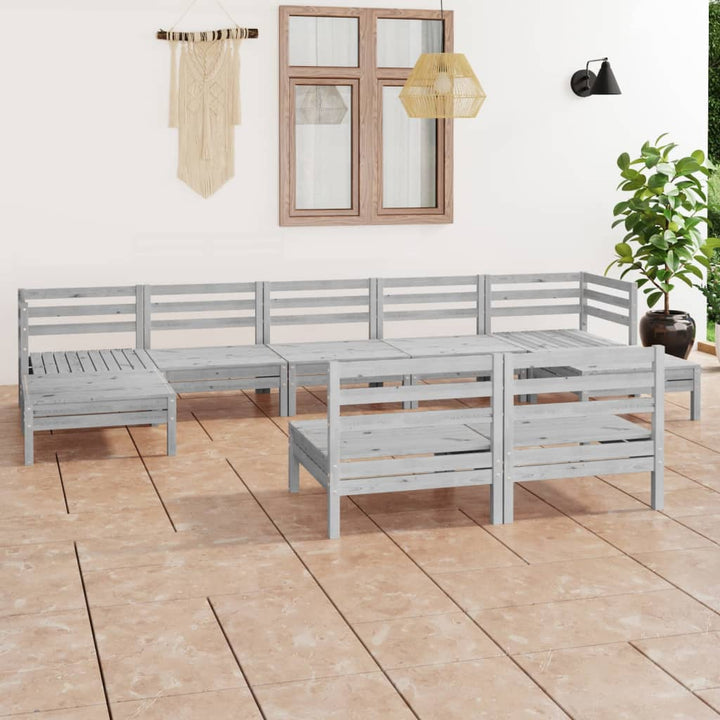 Set Mobilier De Grădină, 9 Piese, , Lemn Masiv De Pin