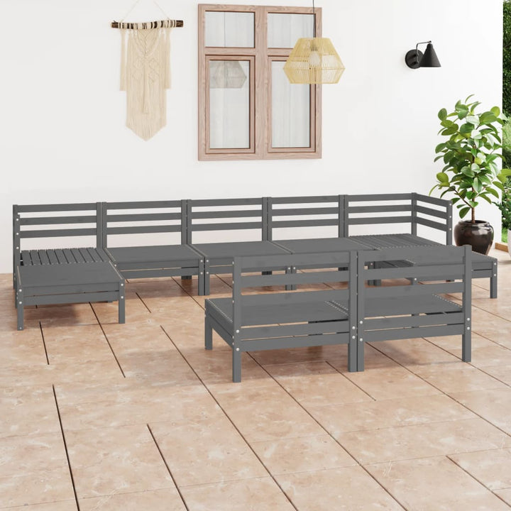 Set Mobilier De Grădină, 9 Piese, , Lemn Masiv De Pin