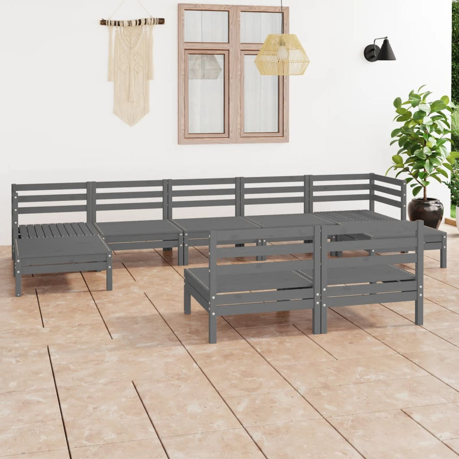 Set Mobilier De Grădină, 9 Piese, , Lemn Masiv De Pin