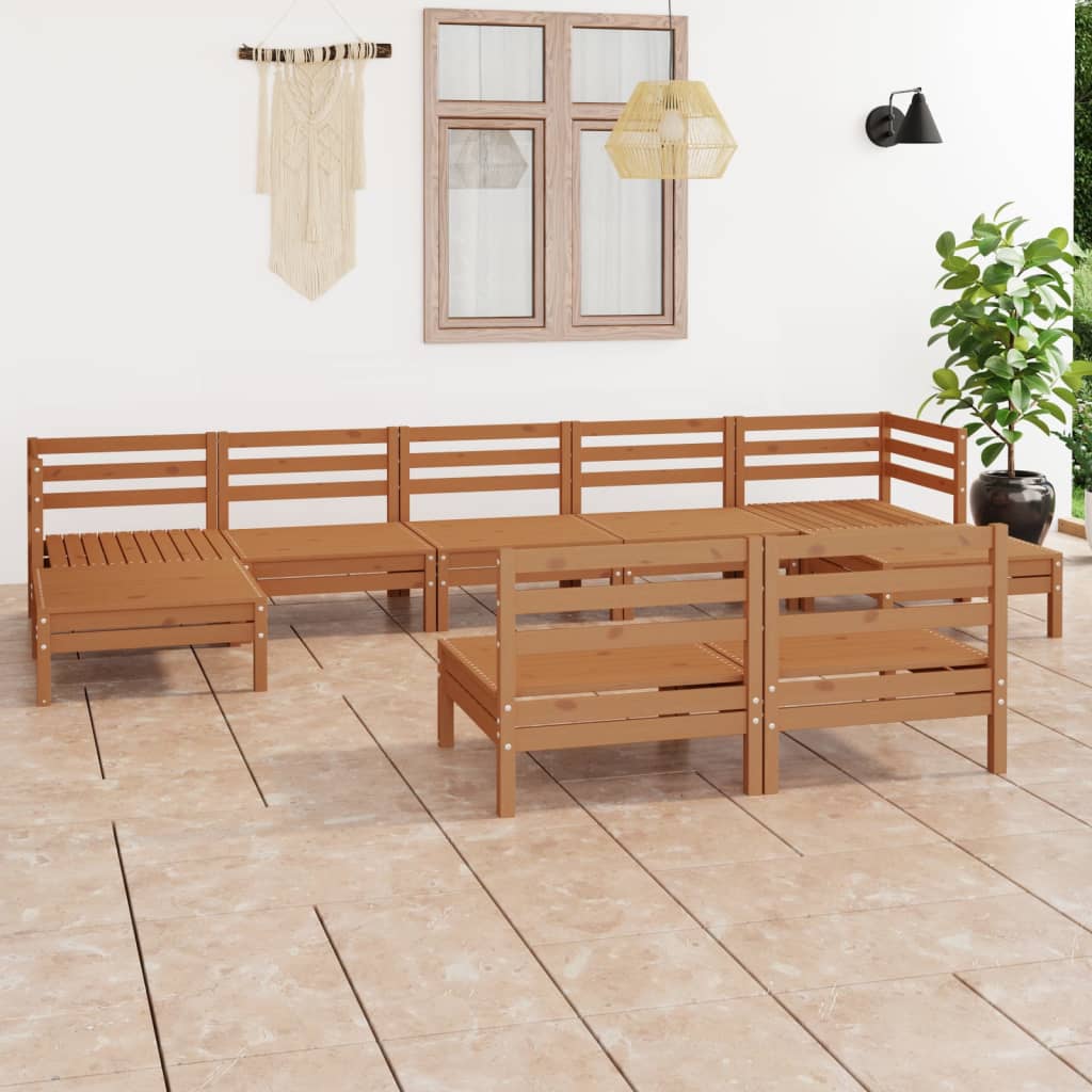 Set Mobilier De Grădină, 9 Piese, , Lemn Masiv De Pin