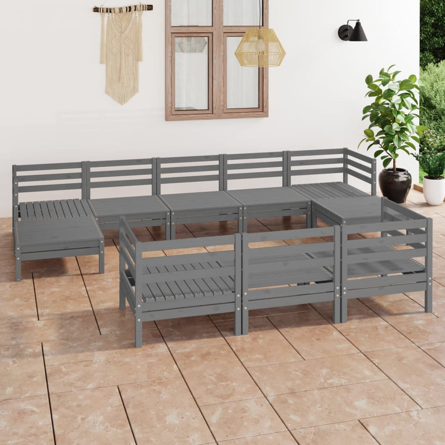 Set Mobilier De Grădină, 10 Piese, , Lemn Masiv De Pin