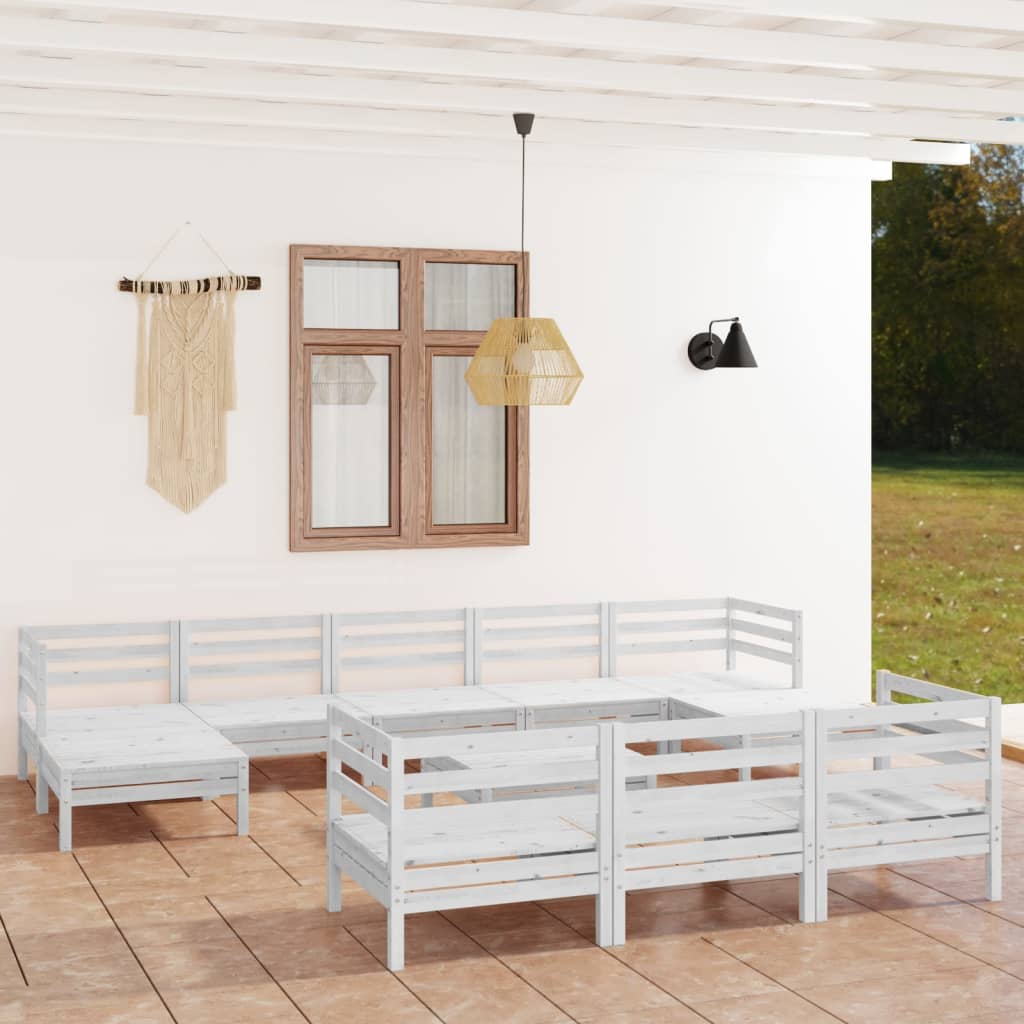Set Mobilier De Grădină, 11 Piese, , Lemn Masiv De Pin
