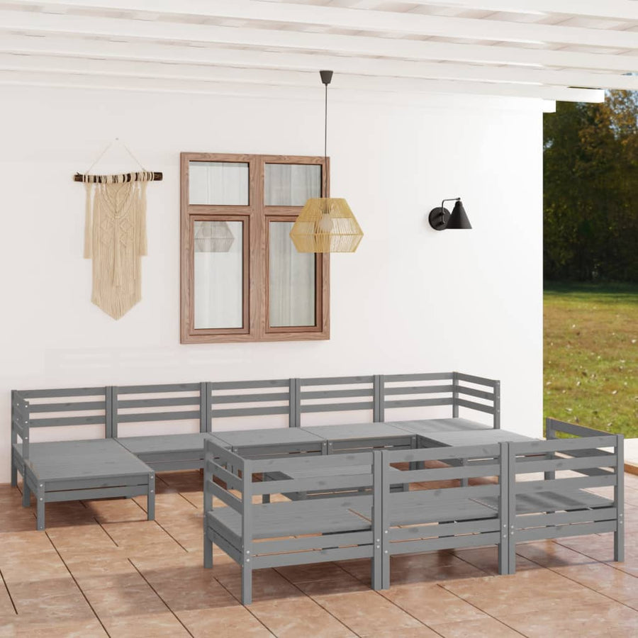 Set Mobilier De Grădină, 11 Piese, , Lemn Masiv De Pin