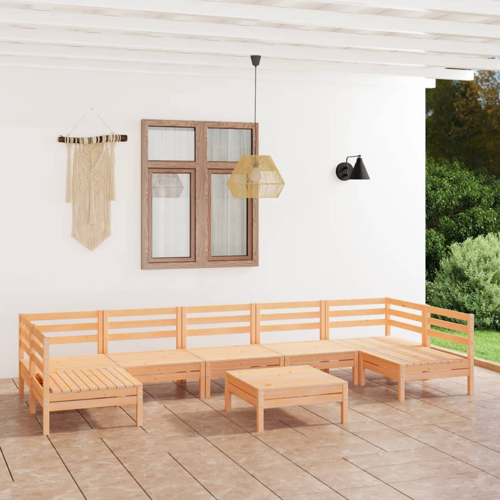 Set Mobilier Relaxare Grădină, 8 Piese, Lemn Masiv De Pin