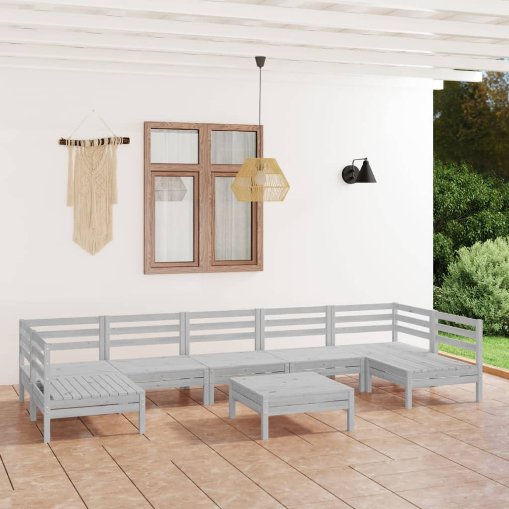 Set Mobilier Relaxare Grădină, 8 Piese, Lemn Masiv De Pin