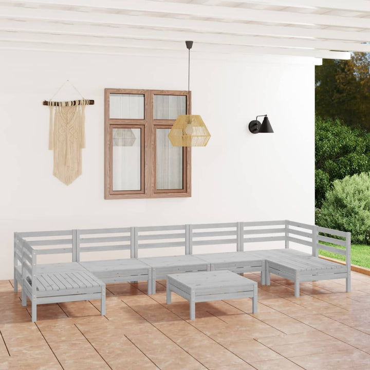 Set Mobilier Relaxare Grădină, 8 Piese, Lemn Masiv De Pin