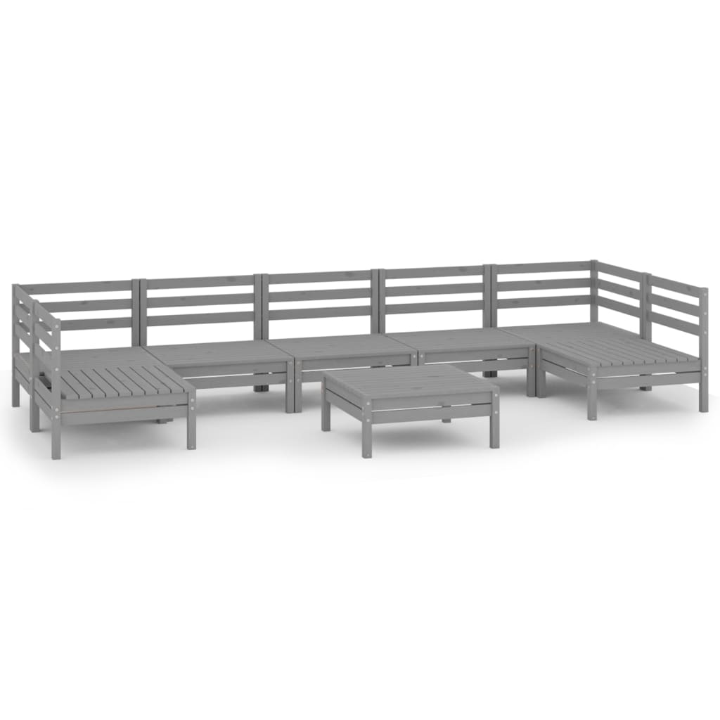 Set Mobilier Relaxare Grădină, 8 Piese, Lemn Masiv De Pin