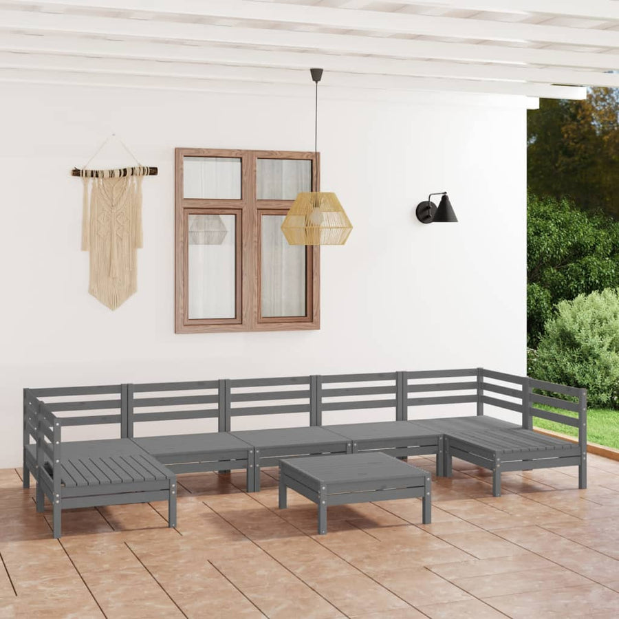 Set Mobilier Relaxare Grădină, 8 Piese, Lemn Masiv De Pin