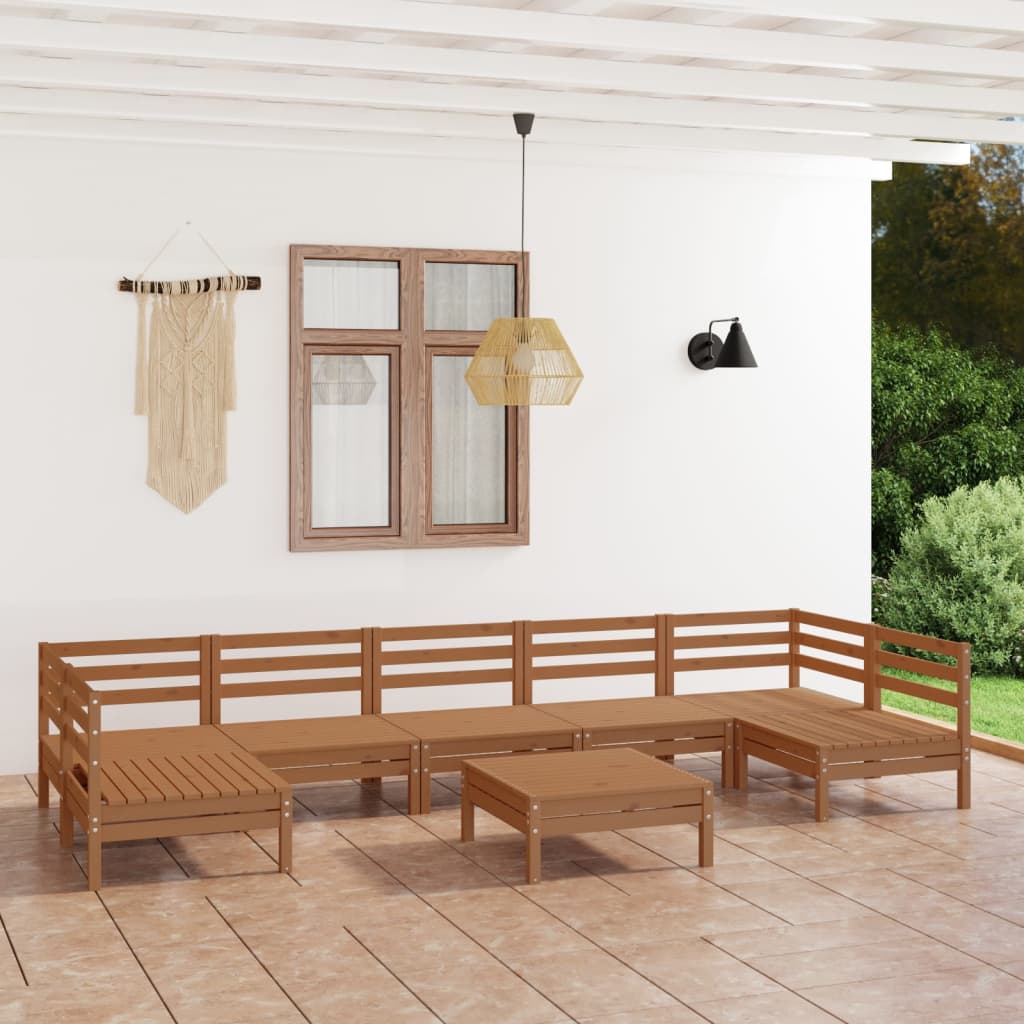 Set Mobilier Relaxare Grădină, 8 Piese, Lemn Masiv De Pin