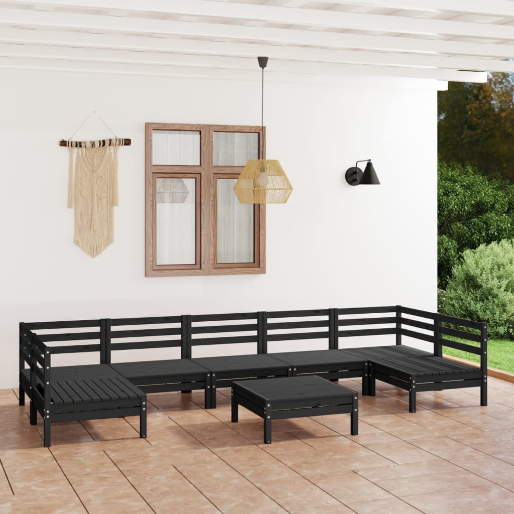 Set Mobilier Relaxare Grădină, 8 Piese, Lemn Masiv De Pin