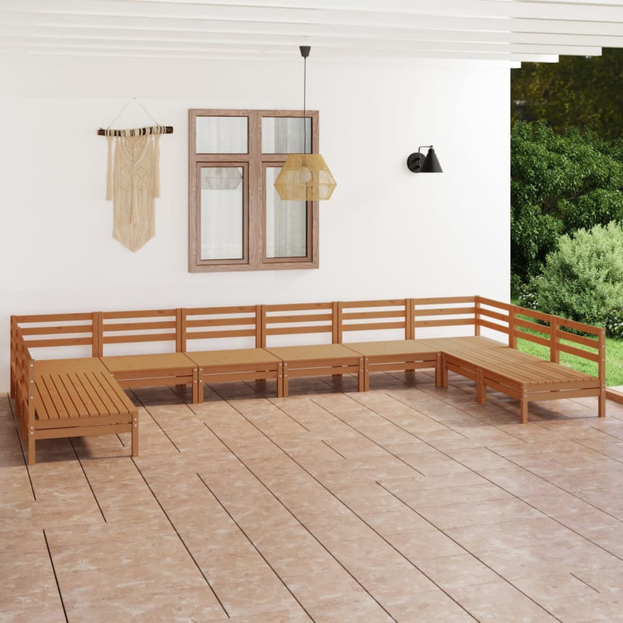 Set Relaxare De Grădină, 10 Piese, , Lemn Masiv Pin