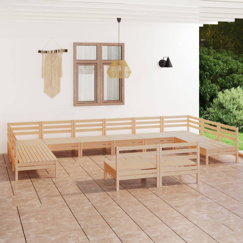 Set Mobilier De Grădină, 12 Piese, , Lemn Masiv De Pin
