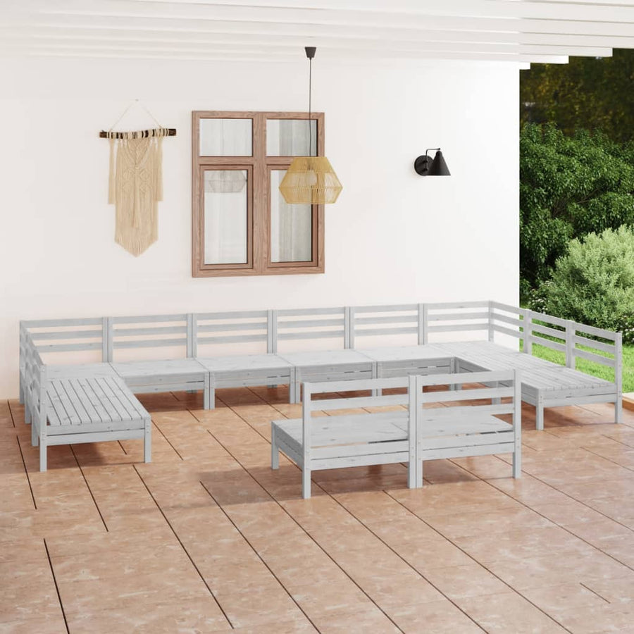 Set Mobilier De Grădină, 12 Piese, , Lemn Masiv De Pin