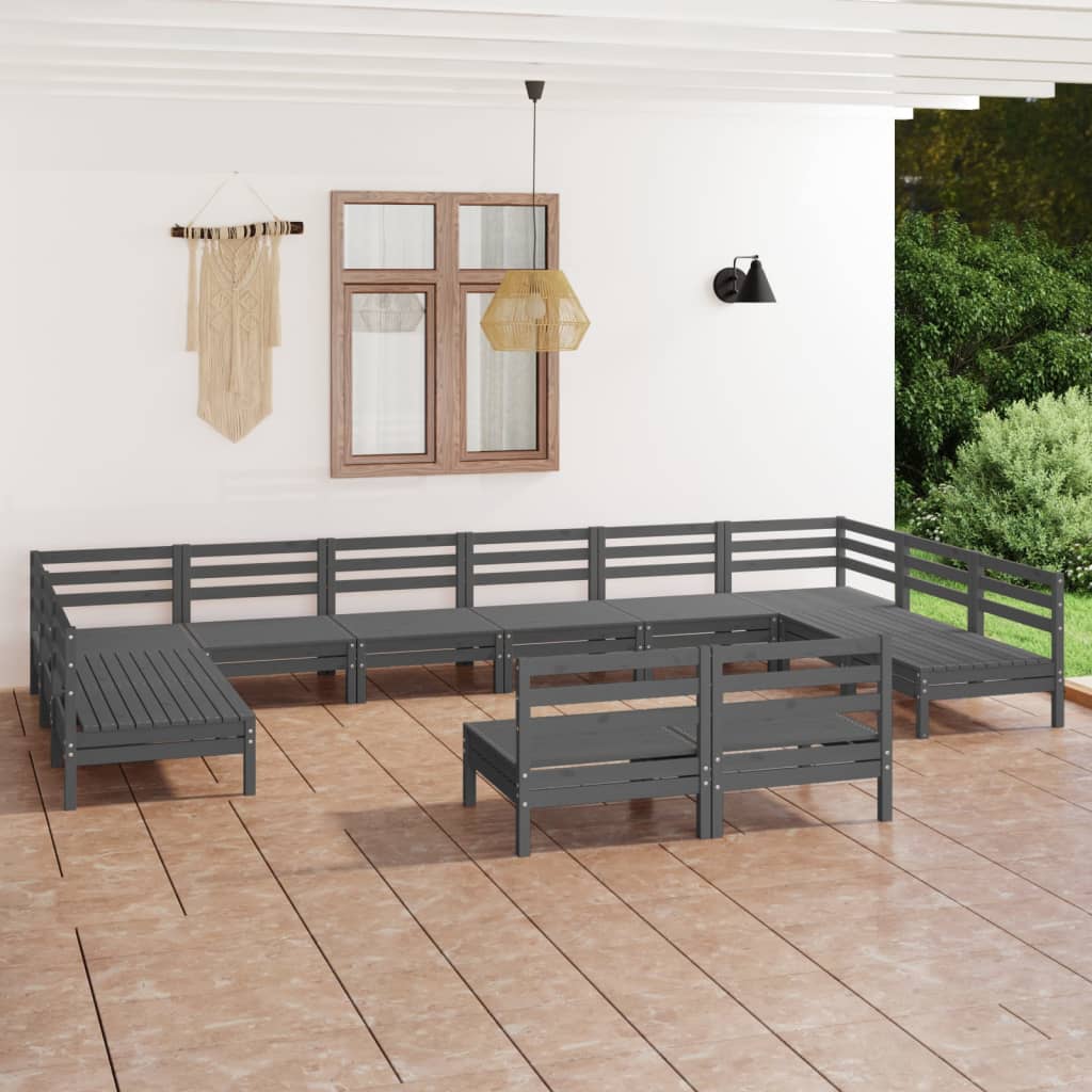 Set Mobilier De Grădină, 12 Piese, , Lemn Masiv De Pin