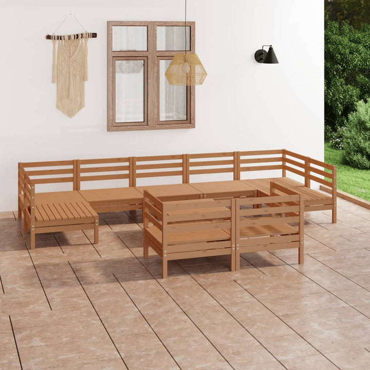 Set Mobilier Relexare Grădină, 10 Piese, , Lemn Masiv Pin