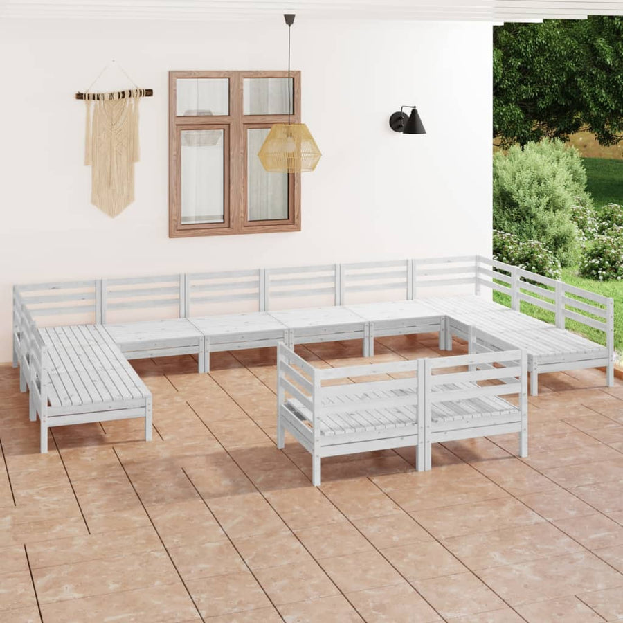 Set Mobilier De Grădină, 12 Piese, , Lemn Masiv De Pin
