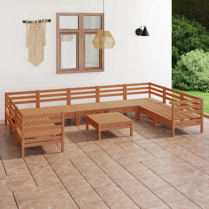 Set Mobilier Relexare Grădină, 10 Piese, , Lemn Masiv Pin