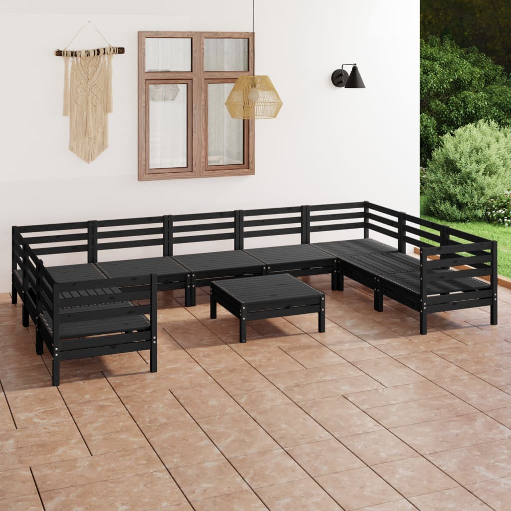 Set Mobilier Relexare Grădină, 10 Piese, , Lemn Masiv Pin