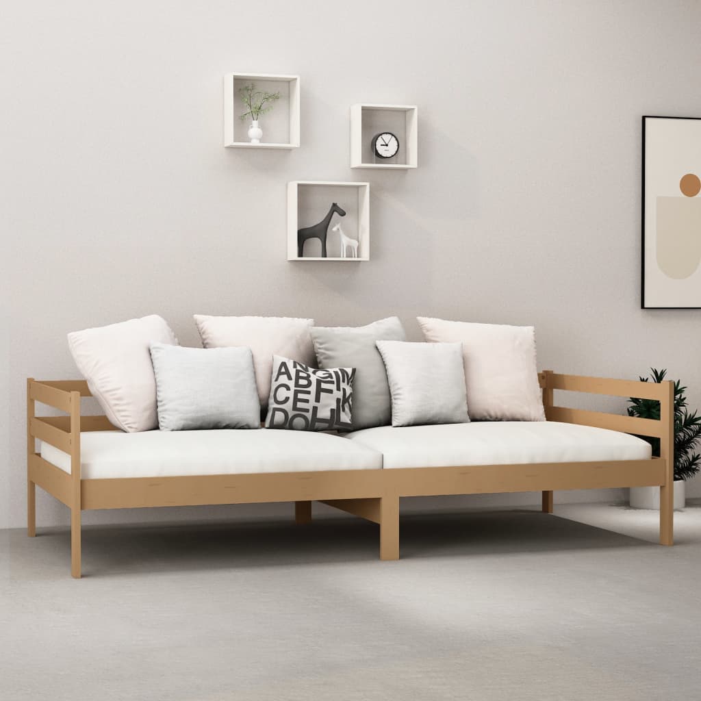 Pat De Zi Cu Saltea, 90X200 Cm, Lemn Masiv De Pin