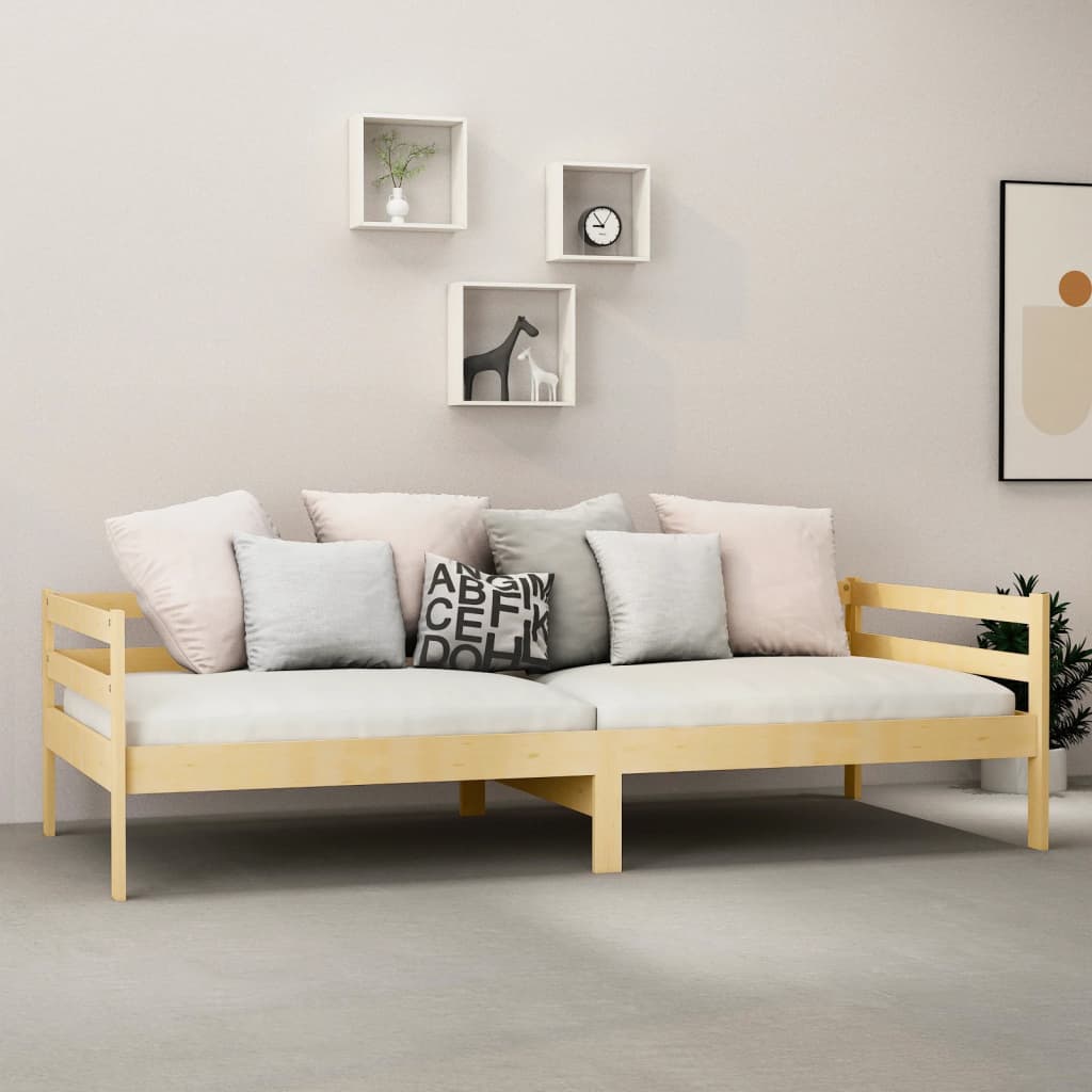 Pat De Zi Cu Saltea, 90X200 Cm, Lemn Masiv De Pin