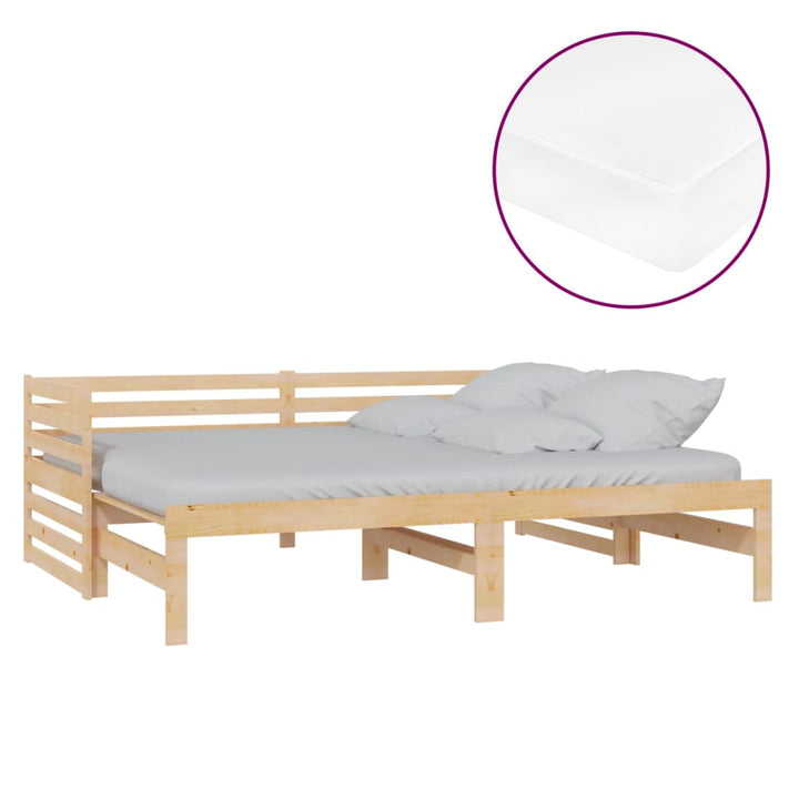 Pat Extensibil De Zi, 2X(90X200) Cm, Lemn Masiv De Pin
