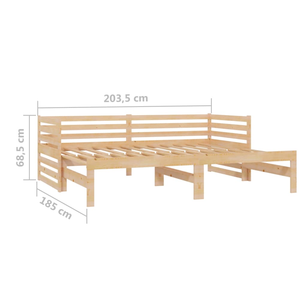Pat Extensibil De Zi, 2X(90X200) Cm, Lemn Masiv De Pin
