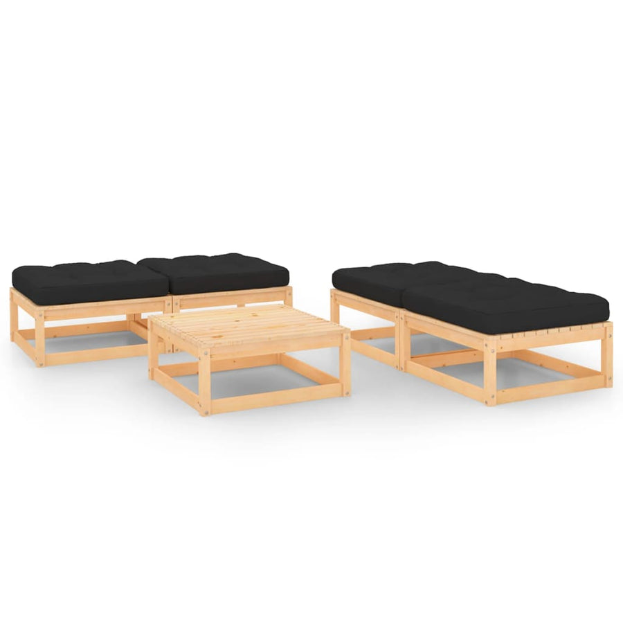 Set Mobilier De Grădină Cu Perne, 5 Piese, Lemn Masiv De Pin
