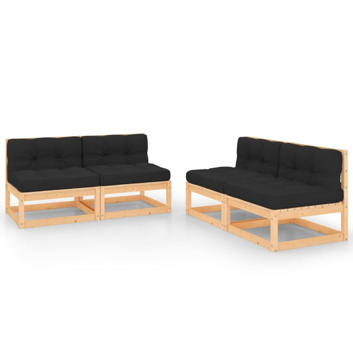 Vixl Set Mobilier De Grădină Cu Perne, 4 Piese, Lemn Masiv De Pin