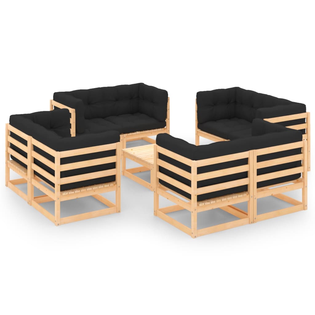 Set Mobilier De Grădină, 9 Piese, , Lemn Masiv De Pin