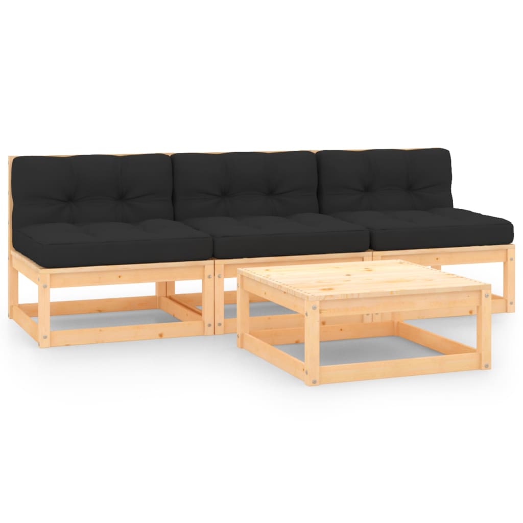 Vixl Set Mobilier De Grădină Cu Perne, 4 Piese, Lemn Masiv De Pin