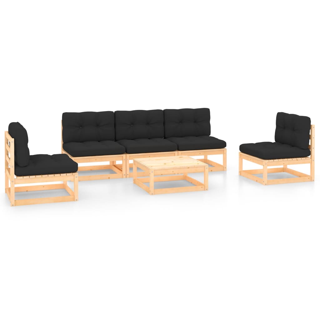 Vixl Set Mobilier De Grădină Cu Perne, 6 Piese, Lemn Masiv De Pin