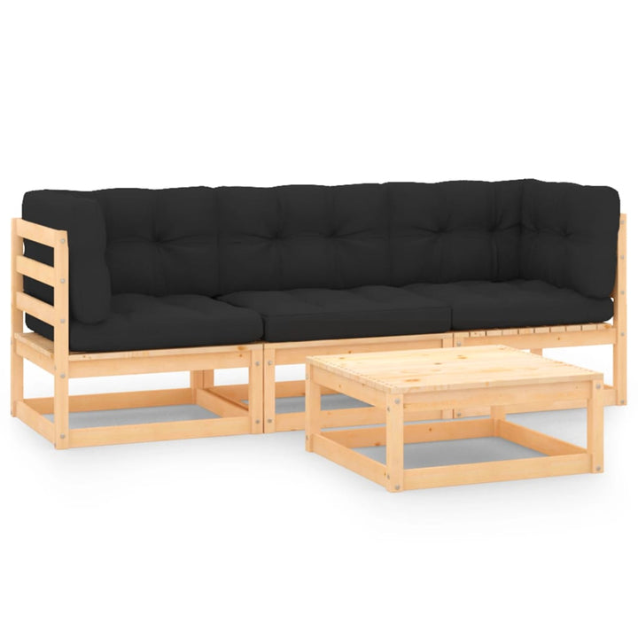 Vixl Set Mobilier De Grădină Cu Perne, 4 Piese, Lemn Masiv De Pin