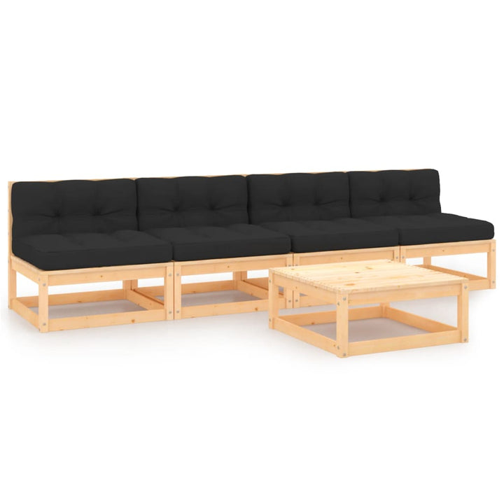 Vixl Set Mobilier Grădină Cu Perne, 5 Piese, Lemn Masiv Pin