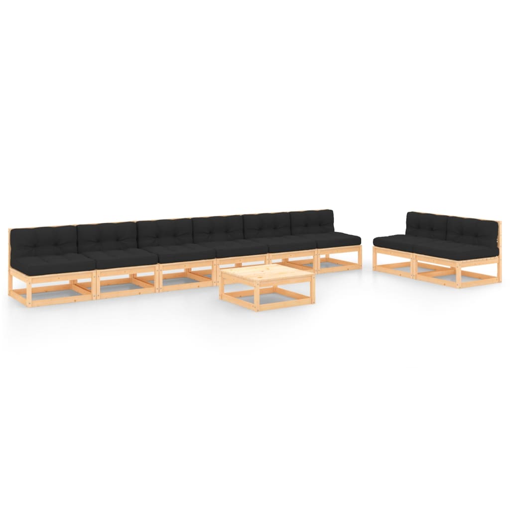 Vixl Set Mobilier Grădină Cu Perne, 9 Piese, Lemn Masiv Pin