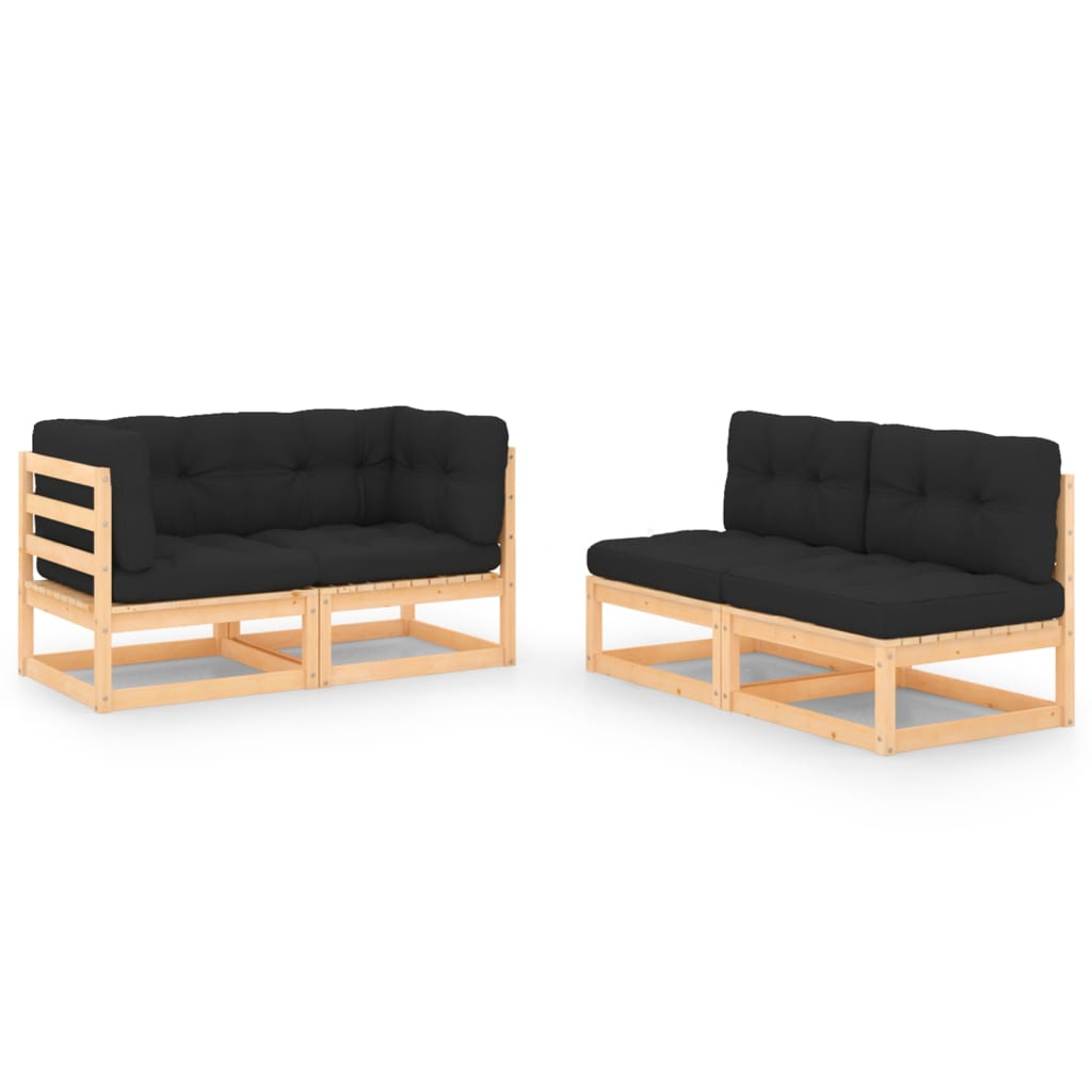 Set Mobilier De Grădină, 4 Piese, , Lemn Masiv De Pin