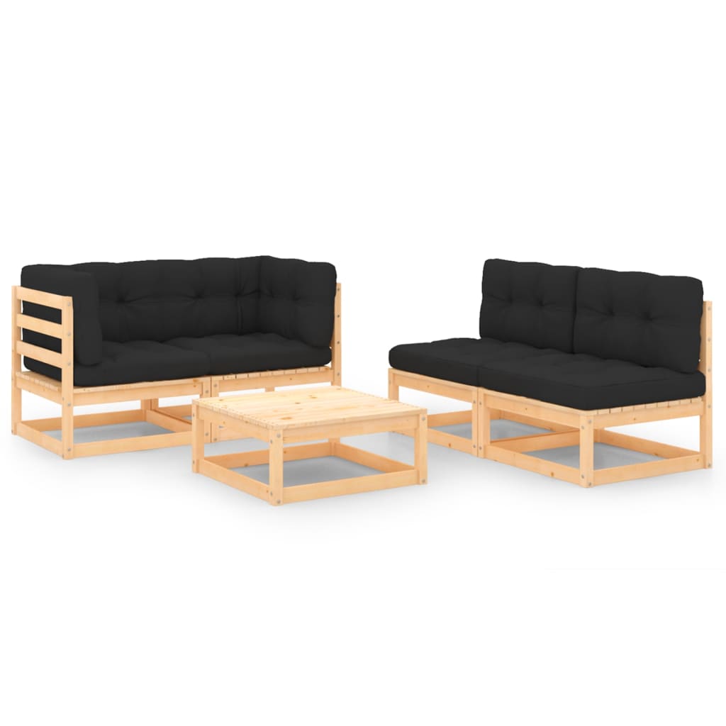 Set Mobilier De Grădină, 5 Piese, Lemn Masiv De Pin