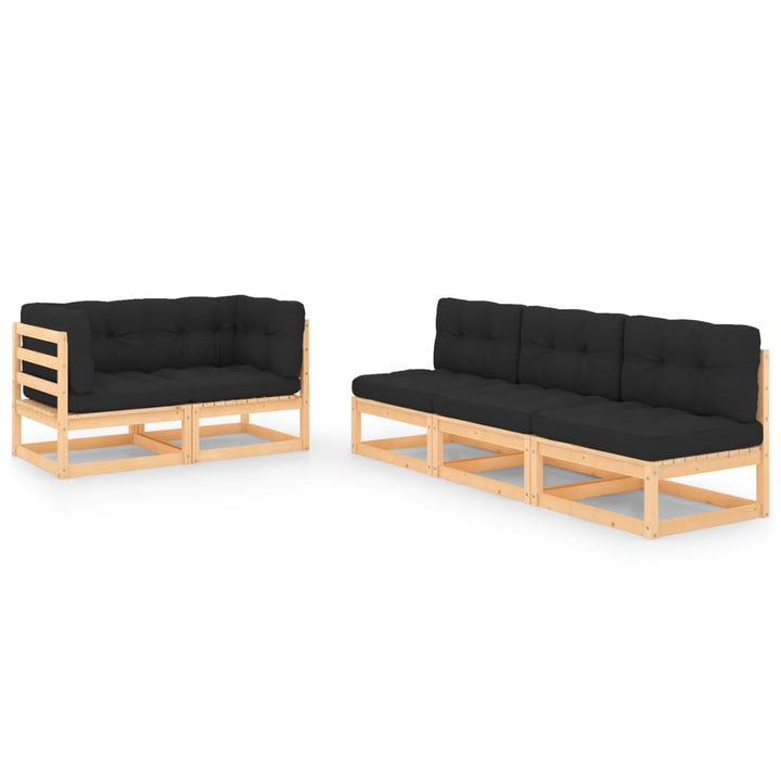 Vixl Set Mobilier De Grădină Cu Perne, 5 Piese, Lemn Masiv De Pin