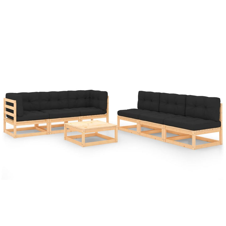 Vixl Set Mobilier De Grădină, 7 Piese, Cu Perne, Lemn Masiv De Pin
